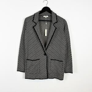 Max Studio Women's Sweater Jacket Black/White/Grey Size Small NWT